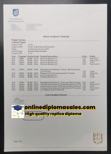 University of South Australia transcript